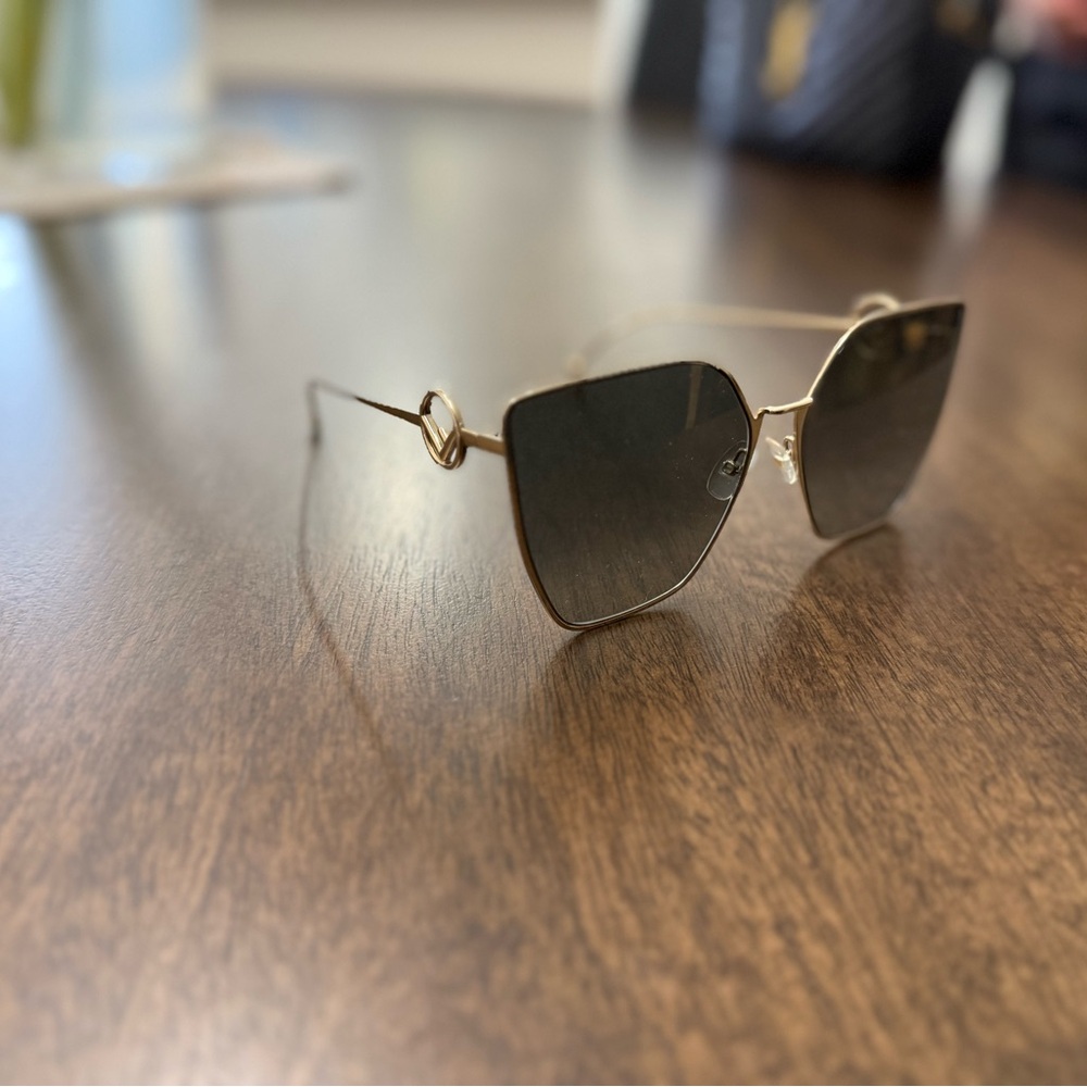 Fendi Gold Frame Sunglasses with Black Lenses